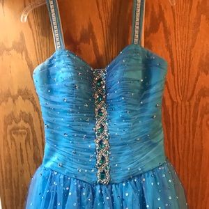 Turquoise Prom Dress with Fun Flowy Tulle